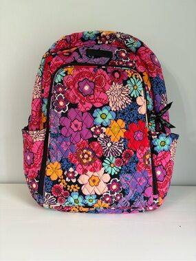 Vera Bradley Campus Backpack - Floral Fiesta Quilted Laptop Bag Like New